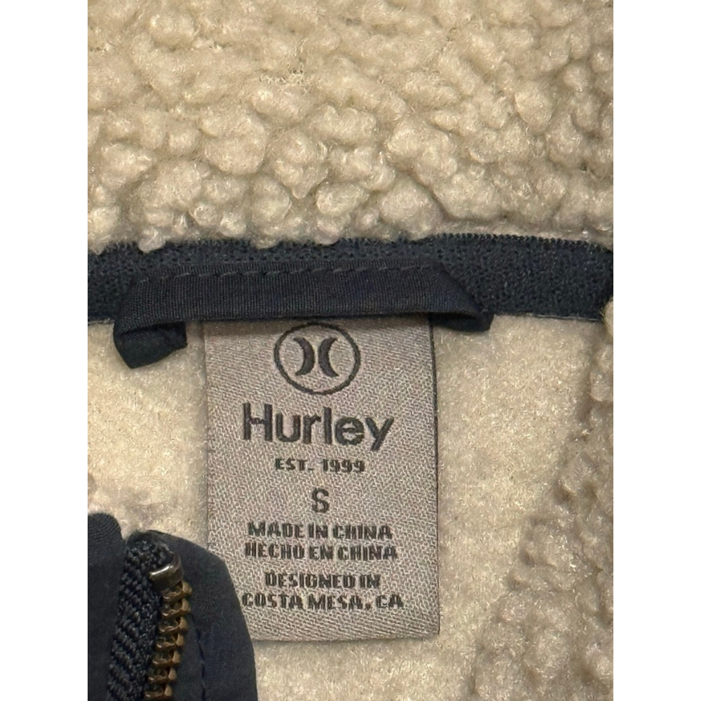 Hurley Men's Long Sleeve Half Zip Sherpa Anorak Hoodie Cream/Blue Sz S - Picture 7 of 8